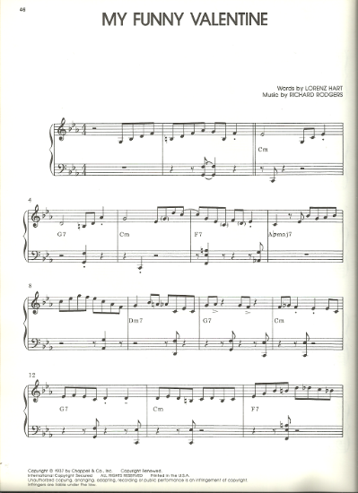 Picture of My Funny Valentine, Rodgers & Hart, Bill Evans/ Brian Priestly transcription, piano solo sheet music