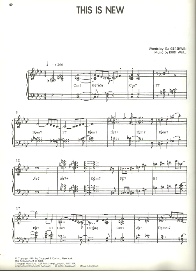 Picture of This is New, Ira Gershwin & Kurt Weill, Chick Corea, Brian Priestly piano solo transcription, sheet music