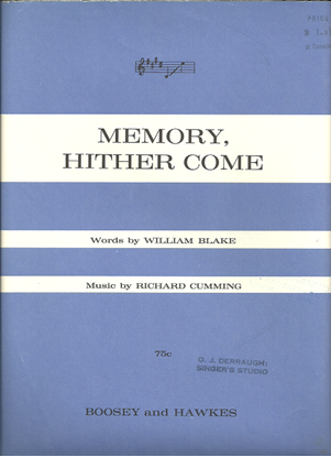 Picture of Memory Hither Come, Richard Cumming, medium low voice solo