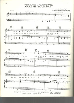Picture of Make Me Your Baby, Roger Atkins & Helen Miller, recorded by Barbara Lewis, piano/ vocal sheet music