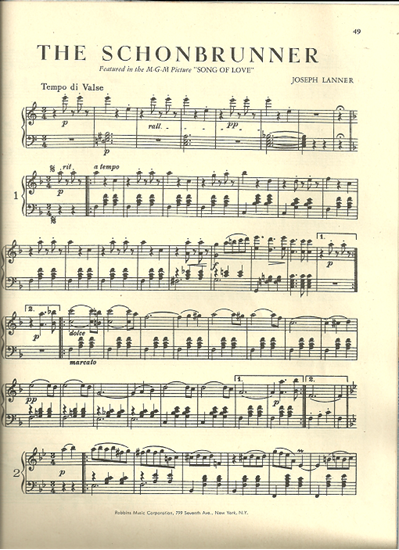 Picture of The Schonbrunner, from movie "Song of Love", Joseph Lanner