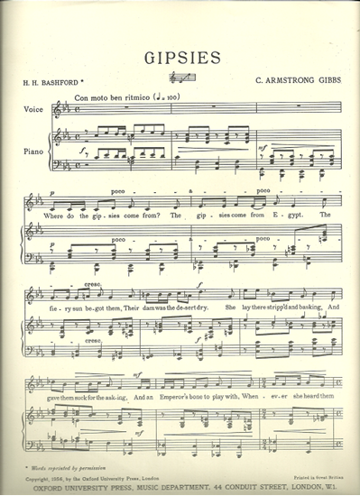 Picture of Gipsies, Cecil Armstrong Gibbs, medium high vocal solo