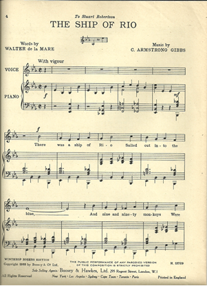 Picture of The Ship of Rio, Cecil Armstrong Gibbs, low voice solo