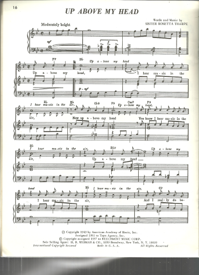 Picture of Up Above My Head, Sister Rosetta Tharpe, recorded by Al Hirt, sheet music