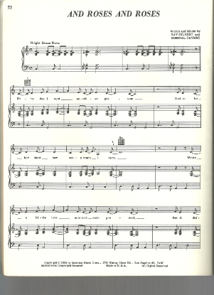 Picture of And Roses and Roses, Ray Gilbert & Dorival Caymmi, recorded by Andy Williams, sheet music