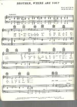 Picture of Brother Where are You, Oscar Brown Jr, recorded by Johnny Rivers, sheet music