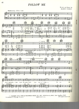 Picture of Follow Me, Randy Sparks, sheet music