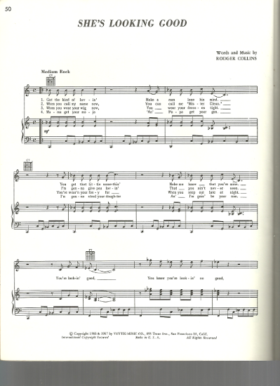 Picture of She's Looking Good, Rodger Collins, sheet music
