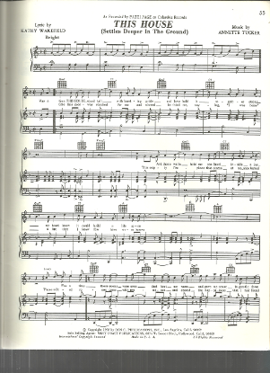 Picture of This House (Settles Deeper in the Ground), Kathy Wakefield & Annette Tucker, recorded by Patti Page, sheet music