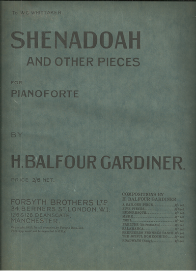 Picture of Shenadoah and Other Pieces, H. Balfour Gardiner, piano solo 
