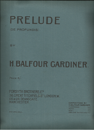 Picture of Prelude(De Profundis), H. Balfour Gardiner, piano solo 