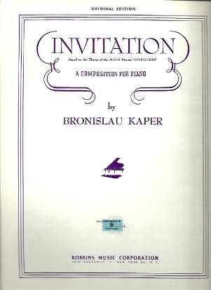 Picture of Invitation, movie title song, Bronislau Kaper, piano solo sheet music