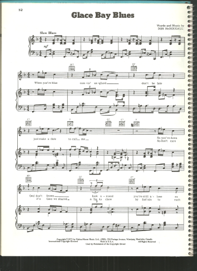 Picture of Glace Bay Blues, Don McDougall, recorded by The Guess Who, sheet music