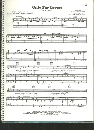 Picture of Only for Lovers (Pour les amants), Claude Leveillee & Louis G. Carrier, sheet music