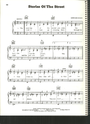 Picture of Stories of the Street, Leonard Cohen, sheet music