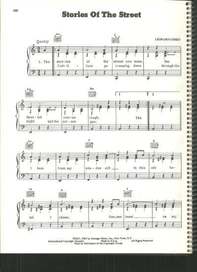 Picture of Stories of the Street, Leonard Cohen, sheet music