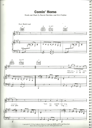 Picture of Comin' Home, Bonnie Sheridan & Eric Clapton, popularized by Delaney & Bonnie,  sheet music