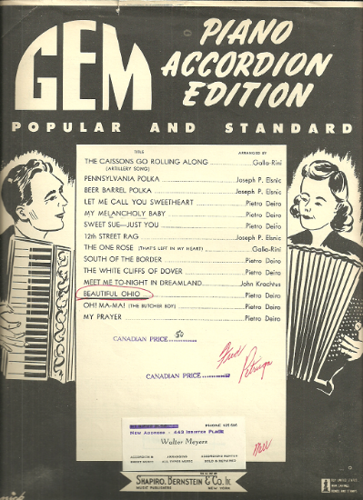 Picture of Beautiful Ohio, Ballard MacDonald & Mary Earl, arr. Pietro Deiro for accordion solo sheet music