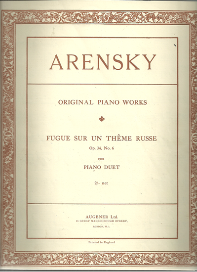 Picture of Fugue on a Russian Theme Op. 34 No. 6, A. Arensky, piano duet