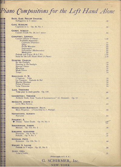Picture of Salon Etude, Theme for the Left Hand Alone, E. Pirkhert Op. 10 No. 5, piano solo 
