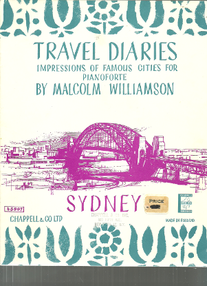 Picture of Sydney, Travel Diaries, Malcolm Williamson, piano solo, sheet music folio