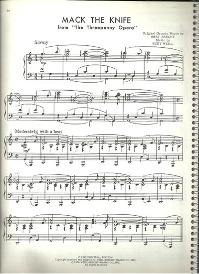 Picture of Mack the Knife, from "The Threepenny Opera", Kurt Weill, piano solo 
