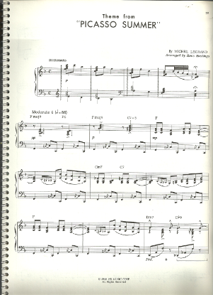 Picture of Picasso Summer (Theme from), Michel Legrand, arr. Ross Hastings for piano solo, sheet music