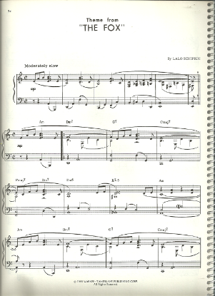 Picture of The Fox (Theme from the movie), Lalo Schifrin, piano solo, sheet music