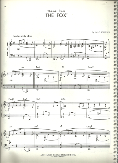 Picture of The Fox (Theme from the movie), Lalo Schifrin, piano solo, sheet music