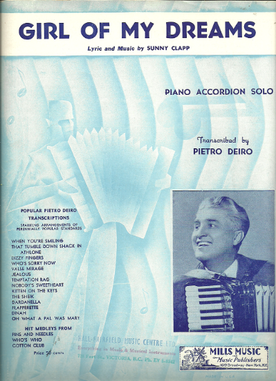 Picture of Girl of My Dreams, Sunny Clapp, arr. Pietro Deitro, accordion solo sheet music