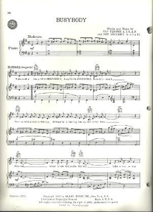 Picture of Busybody, Sid Tepper & Roy Brodsky, recorded by Pee Wee King, sheet music