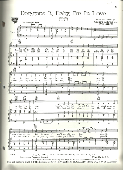 Picture of Dog-Gone It Baby I'm In Love, Arnett Keefer & Jack Amway, recorded by Carl Smith, sheet music