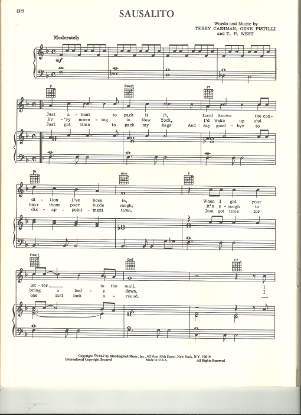 Picture of Sausalito, Terry Cashman/ Gene Pistilli/ T. P. West, recorded by Al Martino, sheet music