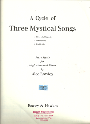Picture of A Cycle of Three Mystical Songs, Alec Rowley, high voice
