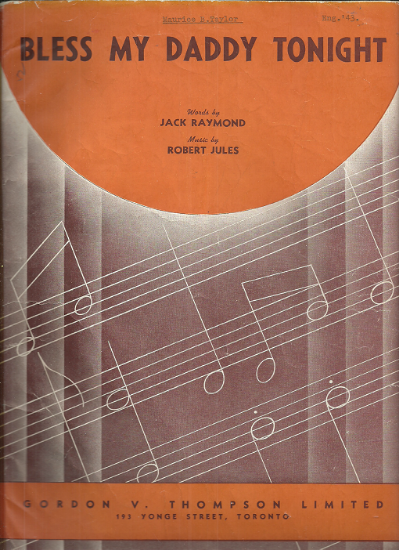 Picture of Bless My Daddy Tonight, Jack Raymond & Robert Jules, original sheet music
