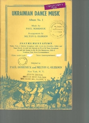 Picture of Ukrainian Dance Music Album No. 1 Violin Solo, Paul Homeniuk & M. G. Olekson, sheet music folio