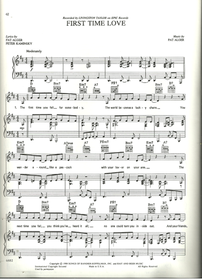 Picture of First Time Love, Peter Kaminsky & Pat Alger, recorded by Livingston Taylor