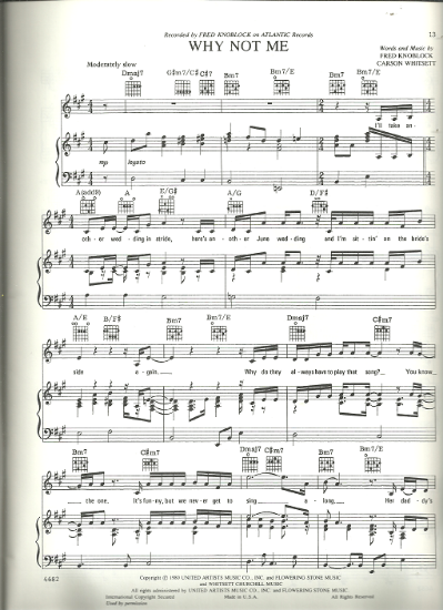 Picture of Why Not Me, Fred Knoblock & Carson Whitsett, recorded by Fred Knoblock, sheet music