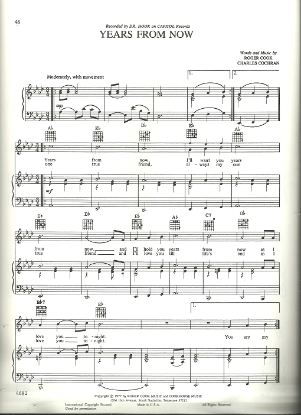 Picture of Years from Now, Roger Cook & Charles Cochran, recorded by Dr. Hook, sheet music