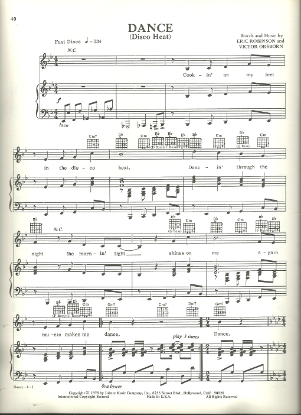 Picture of Dance (Disco Heat), Eric Robinson & Victor Orsborn, recorded by Sylvester, sheet music