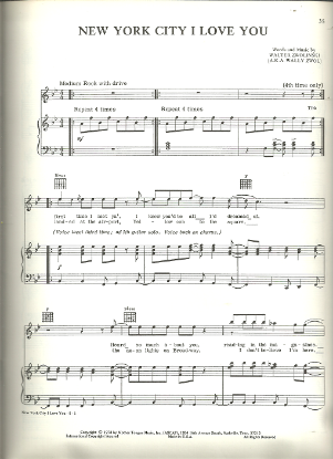 Picture of New York City I Love You, Walter Zwolinski, recorded by Zwol, sheet music