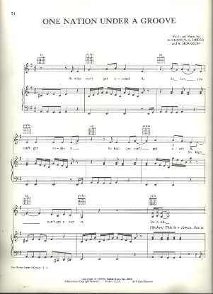 Picture of One Nation Under a Groove, G. Clinton, recorded by Funkadelic, sheet music