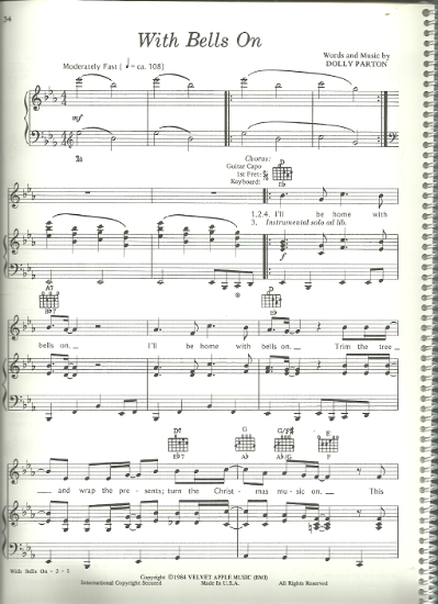 Picture of With Bells On, Dolly Parton, recorded by Dolly & Kenny Rogers, sheet music