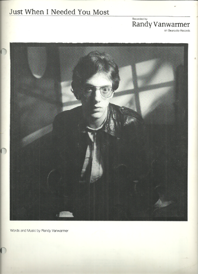Picture of Just When I Needed You Most, written & recorded by Randy Vanwarmer