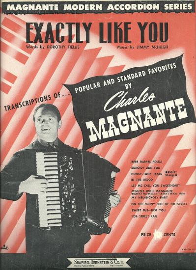 Picture of Exactly Like You, Dorothy Fields & Jimmy McHugh, arr. Charles Magnante, accordion solo sheet music
