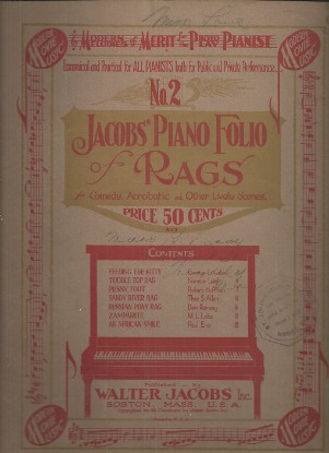 Picture of Modern Melodies of Merit for the Photo Play Pianist, Jacobs Piano Folio of Rags No. 2, Walter Jacobs, piano solo, sheet music folio