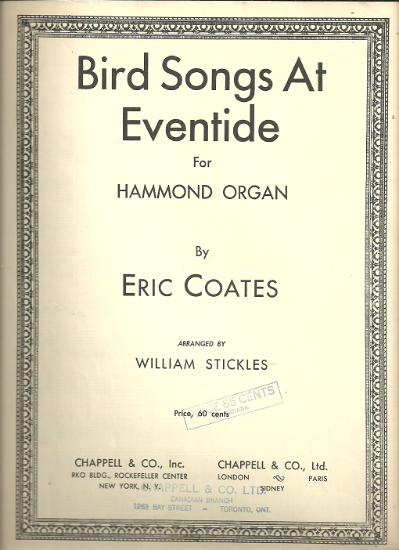 Picture of Bird Songs at Eventide, Eric Coates, arr. William Stickles, Hammond organ solo sheet music