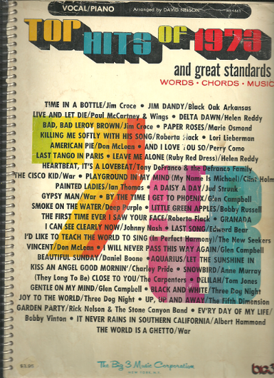Picture of Top Hits of 1973, sheet music songbook