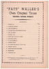 Picture of Fats Waller's Own Original Tunes, sheet music songbook