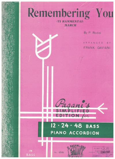 Picture of Remembering You (Ti Rammentai), P. Rodei, arr. Frank Gaviani, accordion solo sheet music
